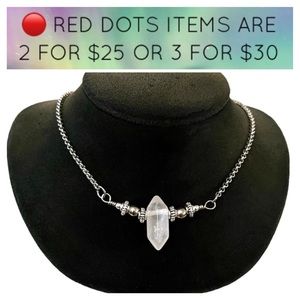 🔴Handmade Double terminated crystal quartz gemstone adjustable choker necklace